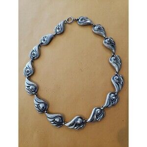 JOSEFF of Hollywood 1940’s Silver Tone Leaf Chocker Necklace Midcentury